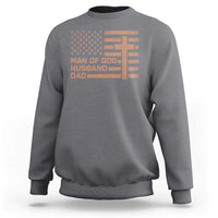 Man of God Husband Dad Christian Dad Father's Day Sweatshirt Vintage American Flag