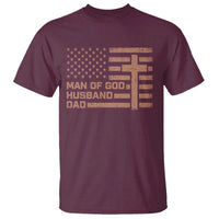 Man of God Husband Dad Christian Dad Father's Day T Shirt Vintage American Flag