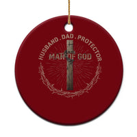Man Of God Husband Dad Protector Ceramic Ornament Christian Dad Vintage Jesus Cross