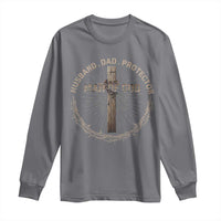 Man Of God Husband Dad Protector Long Sleeve Shirt Christian Dad Vintage Jesus Cross