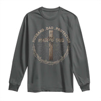 Man Of God Husband Dad Protector Long Sleeve Shirt Christian Dad Vintage Jesus Cross