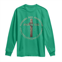 Man Of God Husband Dad Protector Long Sleeve Shirt Christian Dad Vintage Jesus Cross