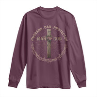 Man Of God Husband Dad Protector Long Sleeve Shirt Christian Dad Vintage Jesus Cross