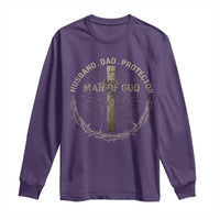 Man Of God Husband Dad Protector Long Sleeve Shirt Christian Dad Vintage Jesus Cross