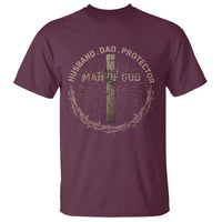Man Of God Husband Dad Protector T Shirt Christian Dad Vintage Jesus Cross