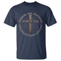 Man Of God Husband Dad Protector T Shirt Christian Dad Vintage Jesus Cross