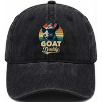 Goat Daddy Washed Cotton Baseball Cap Funny Goat Father Retro Vintage