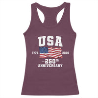 250th Anniversary USA 4th of July America US Flag Patriotic Racerback Tank Top