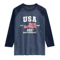 250th Anniversary USA 4th of July America US Flag Patriotic Raglan Shirt