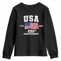 250th Anniversary USA 4th of July America US Flag Patriotic Youth Sweatshirt