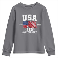 250th Anniversary USA 4th of July America US Flag Patriotic Youth Sweatshirt