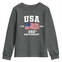 250th Anniversary USA 4th of July America US Flag Patriotic Youth Sweatshirt