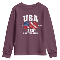 250th Anniversary USA 4th of July America US Flag Patriotic Youth Sweatshirt