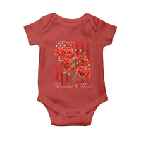 Remember And Honor Memorial Day Baby Onesie Red Poppy Flowers