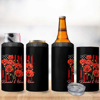 Remember And Honor Memorial Day 4 in 1 Can Cooler Tumbler Red Poppy Flowers