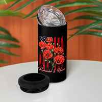 Remember And Honor Memorial Day 4 in 1 Can Cooler Tumbler Red Poppy Flowers