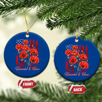 Remember And Honor Memorial Day Ceramic Ornament Red Poppy Flowers
