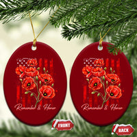 Remember And Honor Memorial Day Ceramic Ornament Red Poppy Flowers