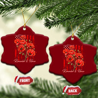 Remember And Honor Memorial Day Ceramic Ornament Red Poppy Flowers