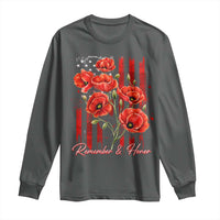 Remember And Honor Memorial Day Long Sleeve Shirt Red Poppy Flowers