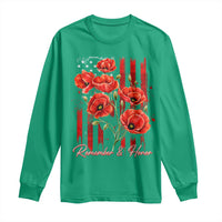 Remember And Honor Memorial Day Long Sleeve Shirt Red Poppy Flowers