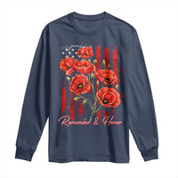 Remember And Honor Memorial Day Long Sleeve Shirt Red Poppy Flowers
