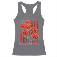 Remember And Honor Memorial Day Racerback Tank Top Red Poppy Flowers