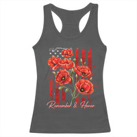 Remember And Honor Memorial Day Racerback Tank Top Red Poppy Flowers