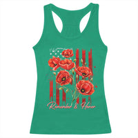 Remember And Honor Memorial Day Racerback Tank Top Red Poppy Flowers