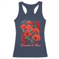 Remember And Honor Memorial Day Racerback Tank Top Red Poppy Flowers