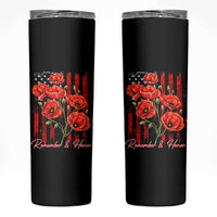 Remember And Honor Memorial Day Skinny Tumbler Red Poppy Flowers