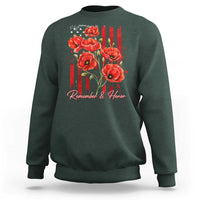 Remember And Honor Memorial Day Sweatshirt Red Poppy Flowers