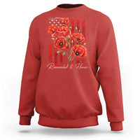 Remember And Honor Memorial Day Sweatshirt Red Poppy Flowers