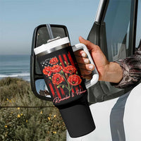 Remember And Honor Memorial Day Tumbler With Handle Red Poppy Flowers