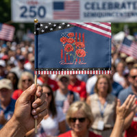 Remember And Honor Memorial Day Patriotic Handheld Flag Red Poppy Flowers