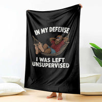 In My Defense I Was Left Unsupervised Funny Bigfoot Throw Blanket