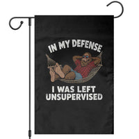 In My Defense I Was Left Unsupervised Funny Bigfoot Garden Flag