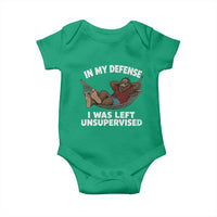 In My Defense I Was Left Unsupervised Funny Bigfoot Baby Onesie