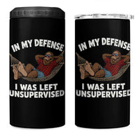 In My Defense I Was Left Unsupervised Funny Bigfoot 4 in 1 Can Cooler Tumbler