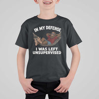 In My Defense I Was Left Unsupervised Funny Bigfoot T Shirt For Kid