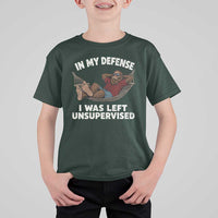 In My Defense I Was Left Unsupervised Funny Bigfoot T Shirt For Kid