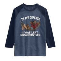 In My Defense I Was Left Unsupervised Funny Bigfoot Raglan Shirt
