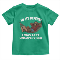 In My Defense I Was Left Unsupervised Funny Bigfoot Toddler T Shirt