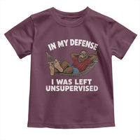 In My Defense I Was Left Unsupervised Funny Bigfoot Toddler T Shirt
