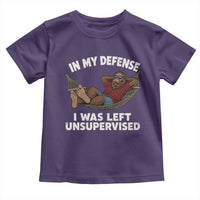 In My Defense I Was Left Unsupervised Funny Bigfoot Toddler T Shirt
