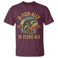 Fishing 70th Birthday T Shirt O Fish Ally 70 Years Old Fisherman Gifts