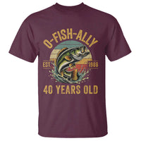 Fishing 40th Birthday T Shirt O Fish Ally 40 Years Old Fisherman Gifts