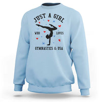 Just A Girl Who Loves Gymnastics And USA Sweatshirt Support Sport Gymnast - Wonder Print Shop