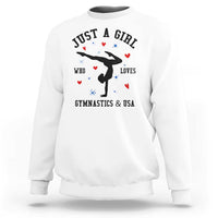 Just A Girl Who Loves Gymnastics And USA Sweatshirt Support Sport Gymnast - Wonder Print Shop