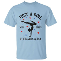 Just A Girl Who Loves Gymnastics And USA T Shirt Support Sport Gymnast - Wonder Print Shop